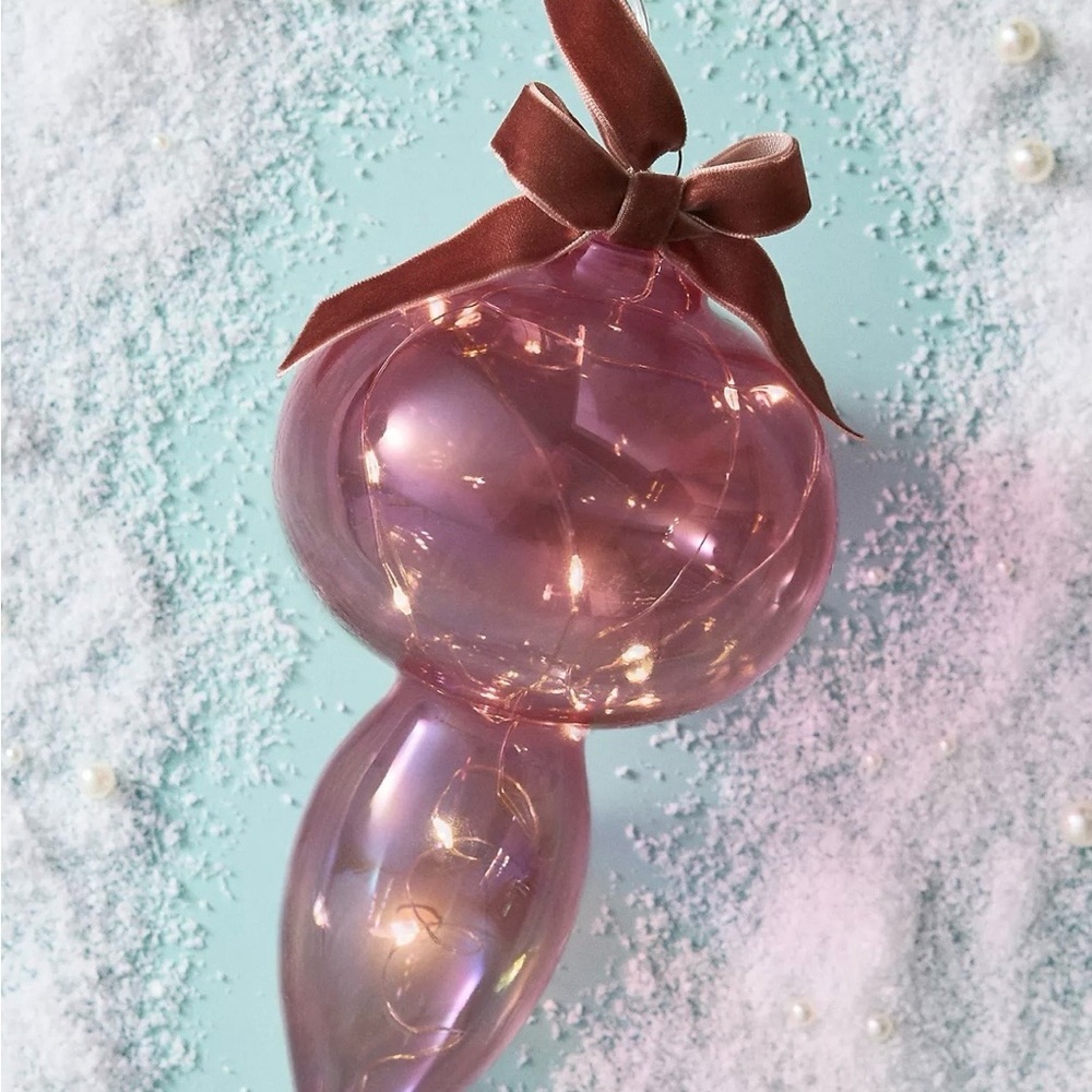 NWT Anthropologie Stellar Glass Light Up Ornament PINK 9” - Picture 2 of 7